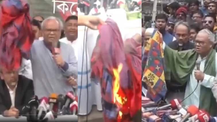 bangladesh senior mnp leader ruhul kabir rizvi set an indian jaipur made bedsheet into fire as protest against india bangladesh senior mnp leader ruhul kabir rizvi set an indian jaipur made bedsheet into fire as protest against india