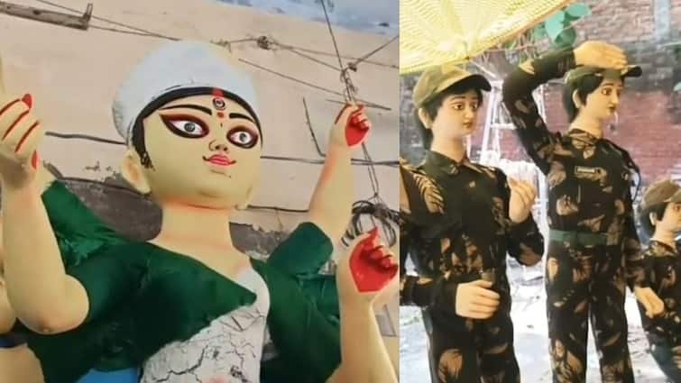 Statue of Maa Durga, who became dedicated to patriotism in Varanasi, a glimpse of operation vermilion will be seen in the pandals