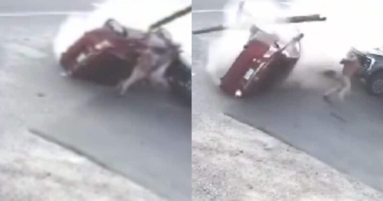 The car turned like a toy, the person in the grip, then what happened will surprise!