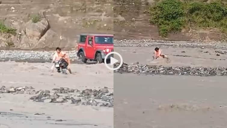 VIDEO: Aamir Khan of Dhoom is not brother! The young man started flowing with a bike in the river, will surprise the video