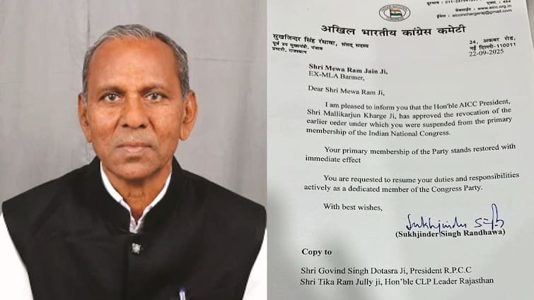 Former MLA Mevaram Jain returns to Congress, was expelled in porn video case