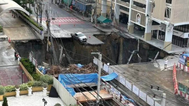 Video: Massive sinkhole swallows road in Bangkok | Infrastructure