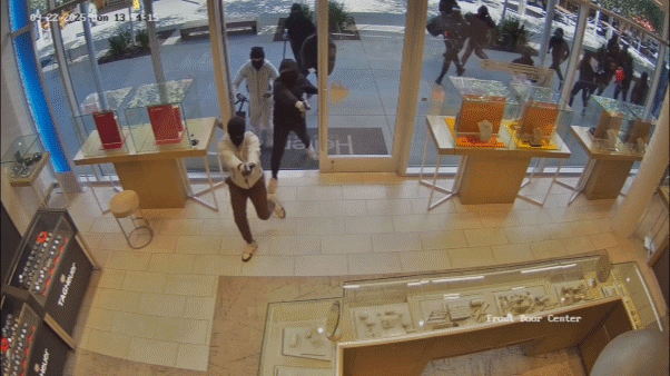 Armed mob caught on camera in smash-and-grab heist of California jewelry store