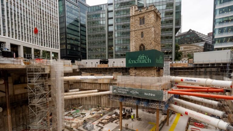 Medieval church tower suspended 45ft above ground in ‘never seen before’ feat | UK News