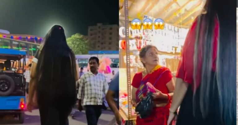 ‘Lady Khali’ came out to visit Durga Puja Bazaar, women got scared on seeing this, such a situation has happened to men!