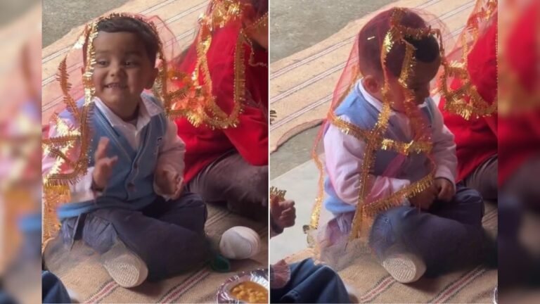 Boy came with Kanya Puja, sat down to eat Chole Puri, woman wore Chunari, cute video went viral!