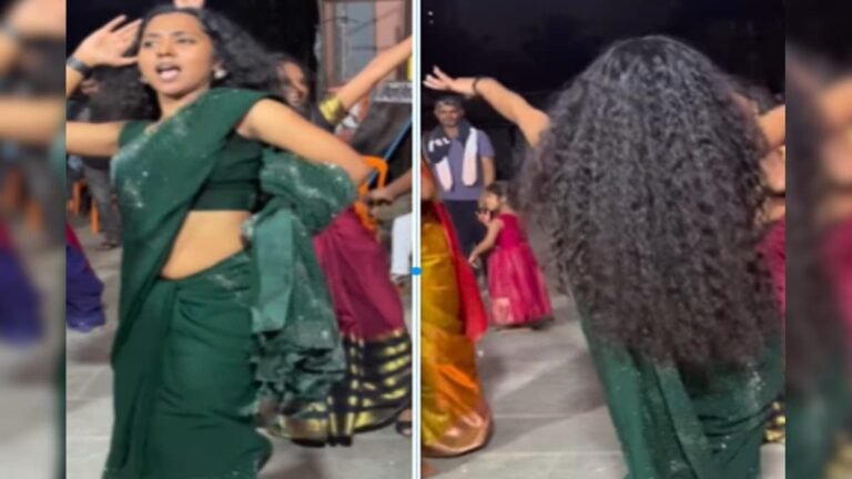 Laila became a girl in green saree, showed such moves, curly hair blew people’s senses