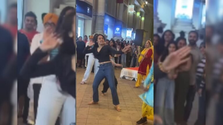 The girl created a stir by singing ‘Nagada Nagada’ outside the mall, a huge crowd gathered to watch the dance!