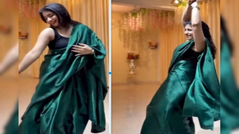 Girl’s spectacular dance in crepe saree, showed moves on Lehnga Main Meter, won people’s hearts