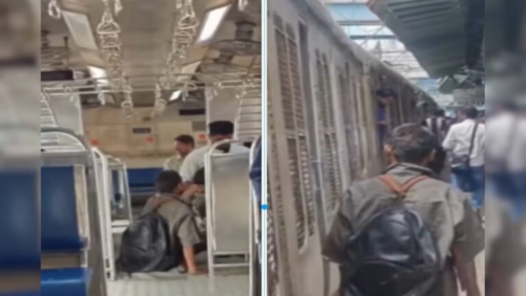 Mumbai Local’s magical train! He was dragging himself in the compartment and begging, as soon as he got down from the compartment the beggar started walking.