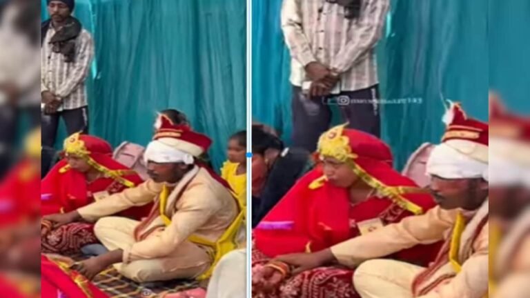The groom’s forehead got cracked in the accident, his eyes got swollen, the groom came to the pavilion with a bandage on his face.