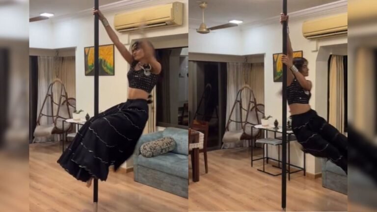 The girl wore Chaniya Choli, then did Pole Dance on ‘Aang Laga De’ in the room, showed amazing stunts!