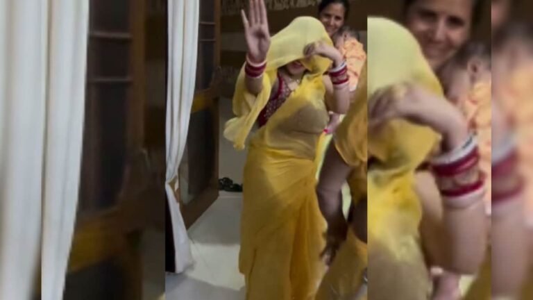 Desi sister-in-law wearing yellow saree and veil danced, showed killer moves, people went crazy after seeing her style!