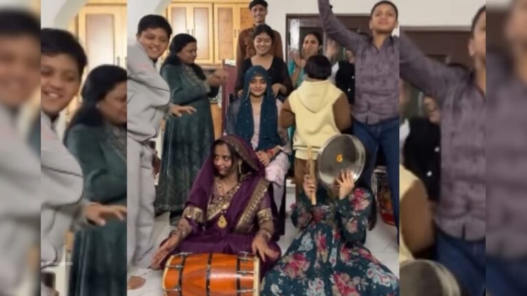 Aunty played the dholak and the children sang a desi song, it was difficult to stop laughing after listening to the lyrics, you too would start drooling!
