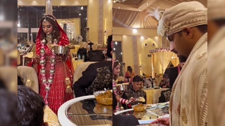 After Jaimal, the waiters were made to sit on the table, then the bride and groom themselves served the food, won everyone’s heart!