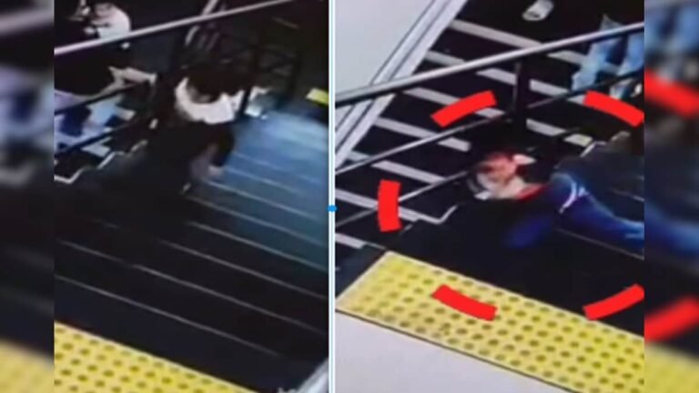 The girl lost her balance while climbing the stairs, fell down through a crack in the railing, ‘God’ came to save her