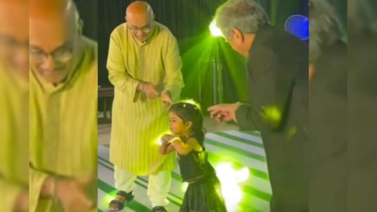 Little granddaughter danced to Marathi song with grandfather and grandmother, beloved by three generations on the internet!