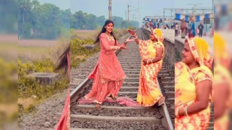 Mother and daughter created a stir on the song ‘Rotiya Belhi Ke Pari’, people were surprised to see them dancing on the railway track!