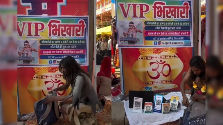 VIP beggar sitting on the roadside, also takes alms online, the funniest thing is the rules stuck on the back!