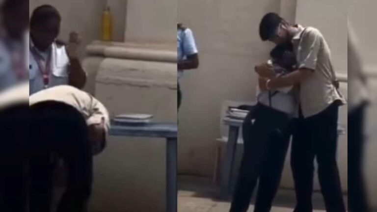 Example of humanity before degree, student won the heart of a security guard by touching his feet!