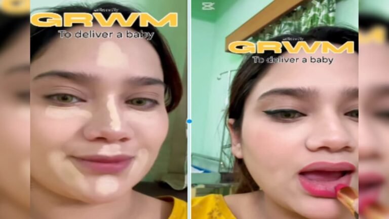 Before giving birth to a child, a woman made GRWM video, even in labor pain she did tremendous make-up