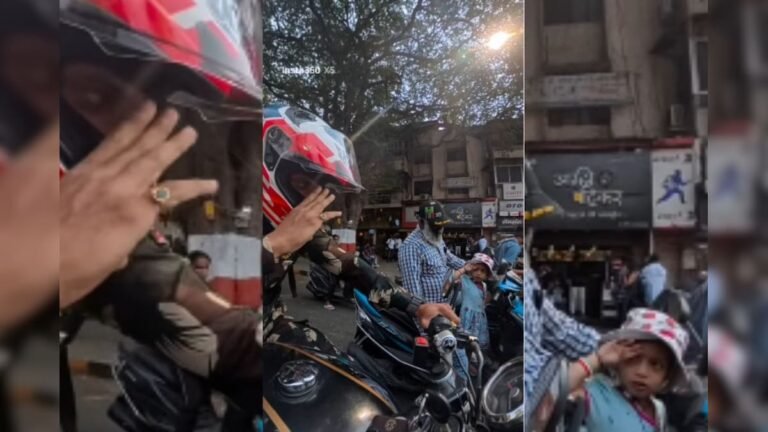 A little girl showed her values ​​on the road, won the hearts of crores of people by saluting the army soldier!