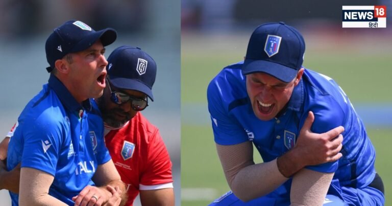 Wayne Madsen Injury T20 World Cup 2026 l Big accident in T20 World Cup, Italy captain Madsen left the field groaning in pain.