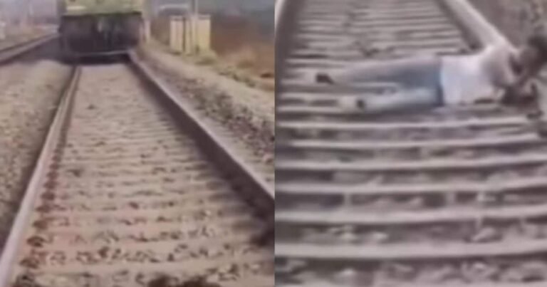 A young man, broken by his girlfriend’s marriage, lay down on the track to commit suicide, a major accident was averted due to the sharp vision of the train driver!