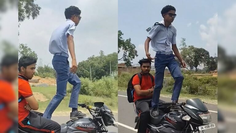 A school boy was becoming a hero, he was riding a bike while standing, what happened in the end, people said – very good!