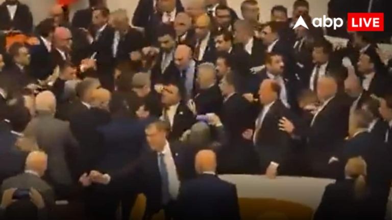 Watch: Fierce fight in Turkish Parliament, lots of kicking and punching, know why the ruckus broke out, video goes viral