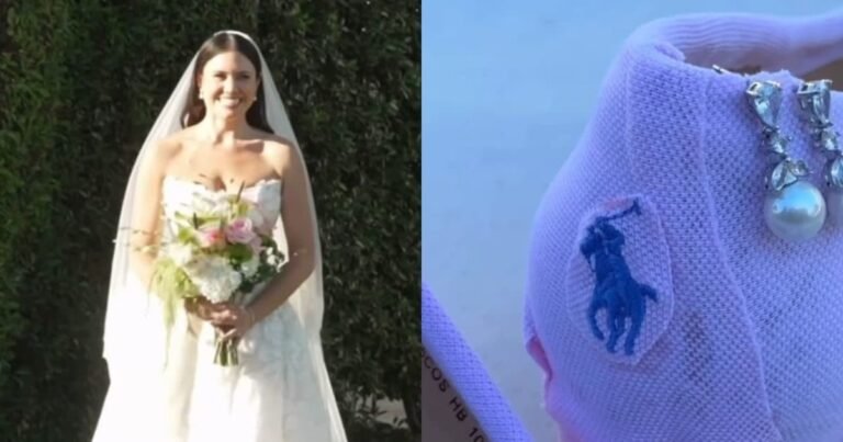 Father died 3 years ago, daughter got the last message played at the wedding in his memory, made sandals from father’s t-shirt!