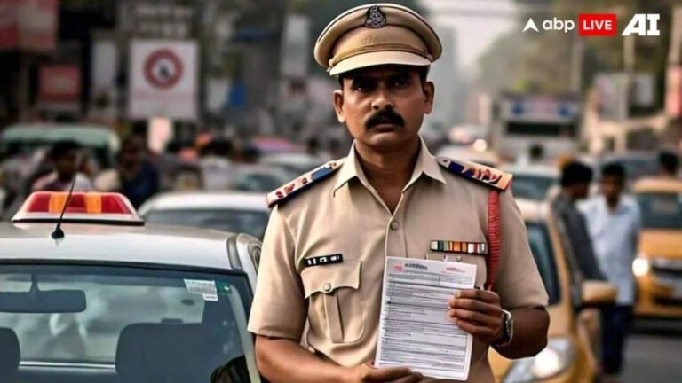 Ratlam: Big action by traffic police, challan issued to policeman without helmet