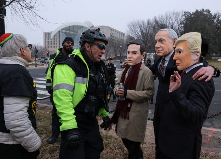 Masked protesters arrested outside Trump’s Board of Peace meeting | Military