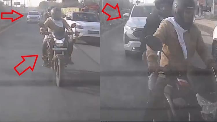 Horrific accident in Gurugram: The bike stopped in the traffic jam, the car came from behind; Goosebumps Live Video – Gurugram Road Accident Car Hits Bike Stuck In Traffic Jam Live Video Emerges Delhi Ncr News In Hindi