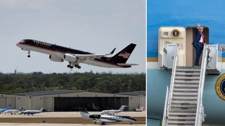 Air Force One to be repainted in red, white, dark blue colors, with gold stripe