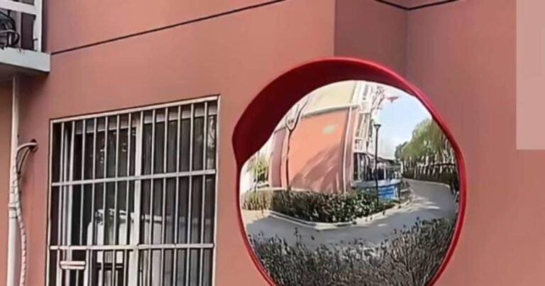 Traffic mirror was installed on the road, woman rotated it to improve the structure, vehicles met with an accident!