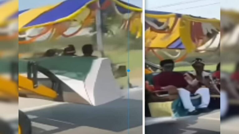 Unique wedding procession of the people of UP, the groom came on a bulldozer, such a sight was seen on the road!