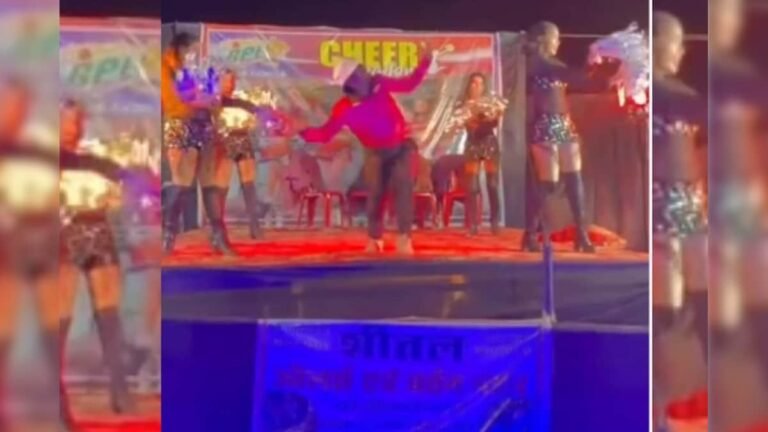 The umpire got crazy about dancing in the middle of the match, stopped umpiring in the live match and started dancing with the cheerleaders