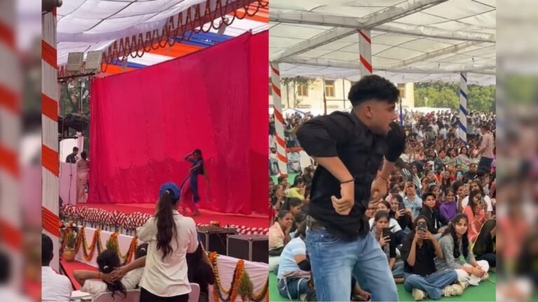 A girl was dancing on the stage in college, a boy started dancing in the crowd, everyone’s eyes were fixed on him!
