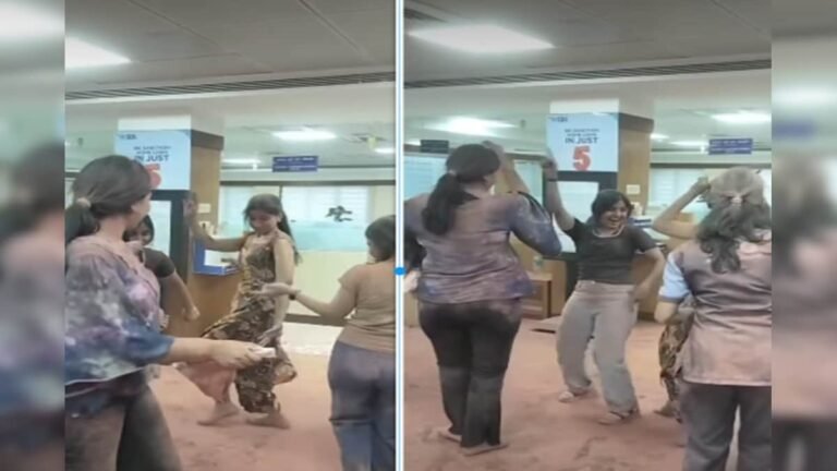 Holi hooliganism in the bank, lots of colors flowed, employees danced fiercely on lipstick