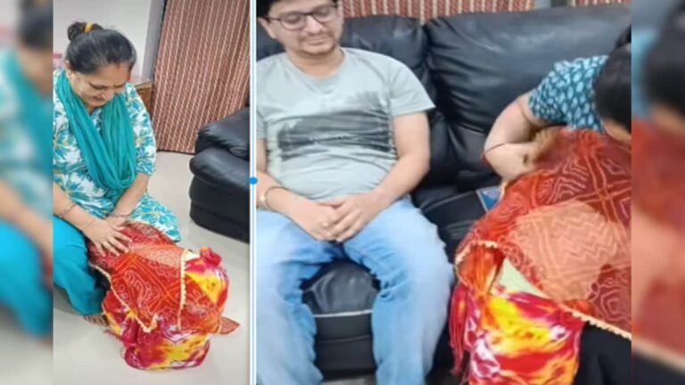 The ‘little bride’ got ready wearing a veil, bid farewell to her parents’ house like this, people laughed after seeing the cute drama