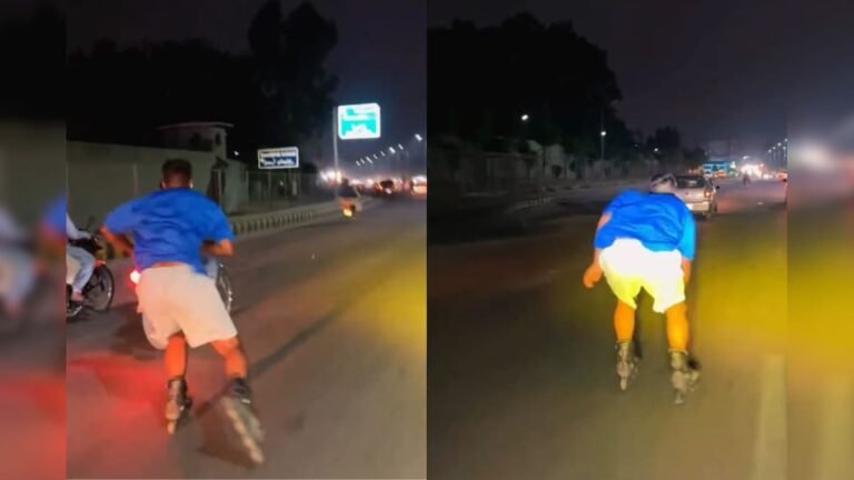 Pakistani boy was skating in the traffic, got cut and passed, then whatever happened, people said – have you got the taste?