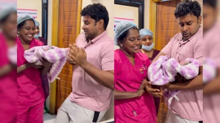 Father was scared to hold the newborn baby, the nurse patiently taught him the right method, eyes became moist after watching the video