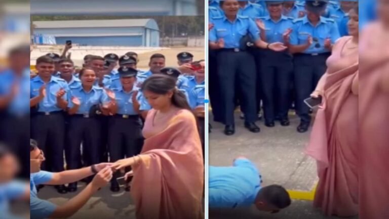 Officer expressed his love in front of the entire squad, took out ring after push-ups, cute picture went viral