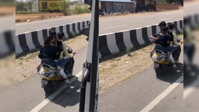 The boy was driving the scooter, the couple was sitting behind with their faces turned towards each other. – News18 Hindi