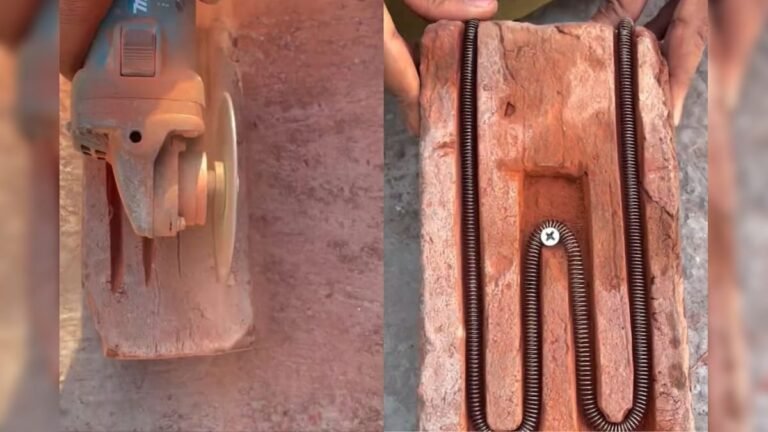 When the gas ran out, a man made a brick into a heater and started making tea.