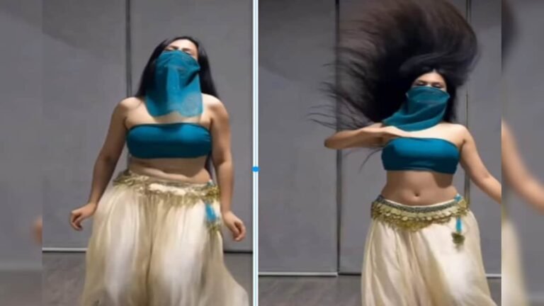 Girl in blue mask showed amazing moves, waist like butter, people were impressed by her covered face