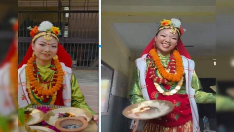 Nepali girl did traditional dance, showed moves with fireballs