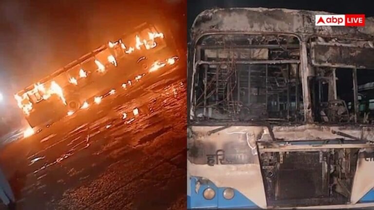 Karnal News: Massive fire breaks out in Karnal bus stand workshop, 3 roadways buses affected, fear of short circuit
